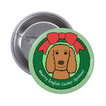 English Cocker Spaniel Christmas Buttons