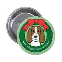English Cocker Spaniel Christmas Pinback Button