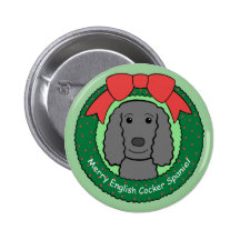 English Cocker Spaniel Christmas Pinback Button