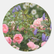 English Cottage Garden Round Sticker