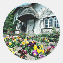 English cottage, pansies  flowers stickers