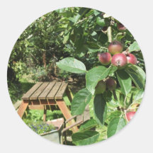 English country garden round stickers