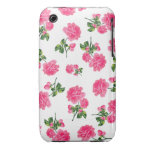 English garden pink roses iphone 3 case - white
