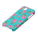 English garden pink roses iphone 5 case - teal
