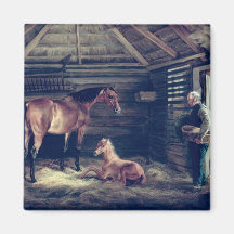 English Mare With Her Foals, 1833 Fridge Magnet