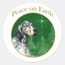 English Setter Peace Round Sticker