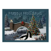 English Springer Spaniel Christmas Card Evening