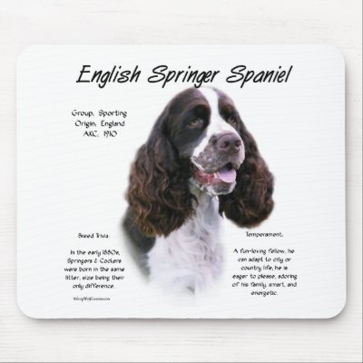 English Springer Spaniel (liver) History Design Mousemat by GreyWolfCreation