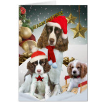 English Springer Spaniel & Puppy Seasons Greetings Greeting Card