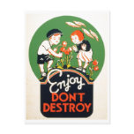 Enjoy Don't Destroy - Go Green Earth! 1937 postcards