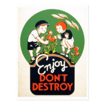 Enjoy Don't Destroy - Go Green Earth! 1937 Post Card
