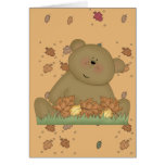 enjoying autumn teddy bear card