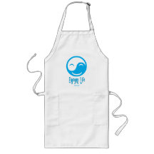 enjoying life button, gemini65 bk logo aprons
