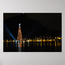 Enlighted Christmas tree on the laggon in Rio Posters