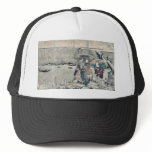 Entertainers from Setchu in snow by Kikukawa,Eizan hats
