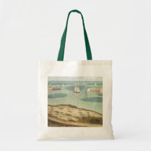 Entrance to the Harbour, Seurat Vintage Pointillis Canvas Bag