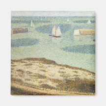 Entrance to the Harbour, Seurat Vintage Pointillis Refrigerator Magnet