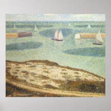 Entrance to the Harbour, Seurat Vintage Pointillis Poster