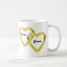Entwined Gold Hearts Bride and Groom Coffee Mug