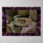 Entwined love hearts on a sea stone print
