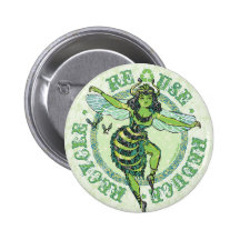 Enviro Green Bee Earth Day Gear Buttons