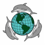 environmental globe and dolphins design photo sculptures