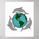 environmental globe and dolphins design posters