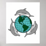 environmental globe and dolphins design posters