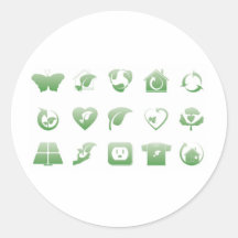 environmental icons 2 round stickers