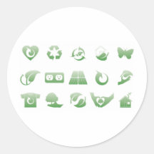 environmental icons 3 round stickers