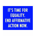 EQUALITY END AFFIRMATIVE ACTION NOW t-shirts