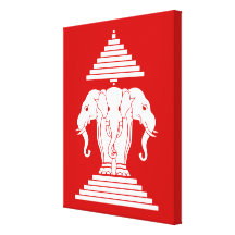 Erawan Three Headed Elephant Lao / Laos Flag Canvas Print