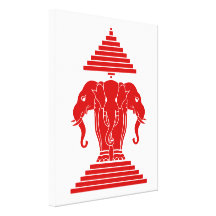 Erawan Three Headed Elephant Lao / Laos Flag Gallery Wrapped Canvas