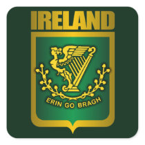 "Erin Go Bragh" Gold Square Stickers