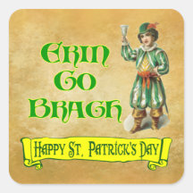 Erin Go Bragh Happy St. Patrick's Day Saying Square Stickers