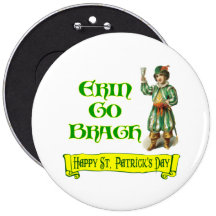Erin Go Braugh Happy St. Patrick's Day Saying Pinback Buttons