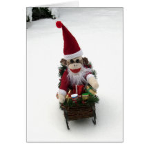 Ernie the Sock Monkey Santa Christmas Card