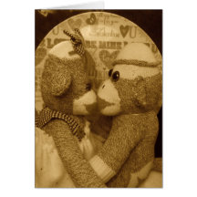 Ernie the Sock Monkey Sepia Valentine's Day Card