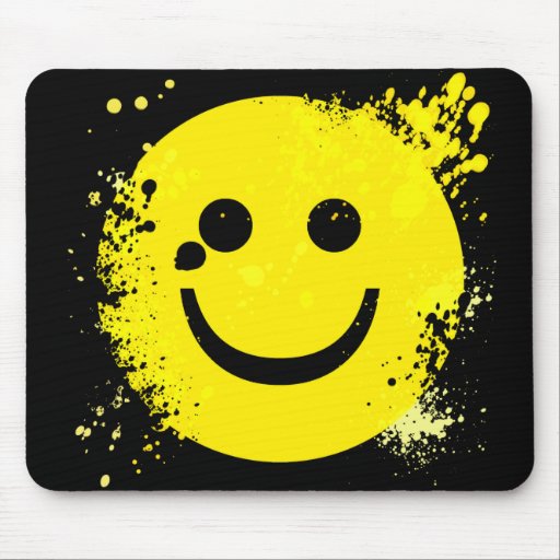 ERODED AND PAINT SPLATTER SMILEY MOUSEPAD
