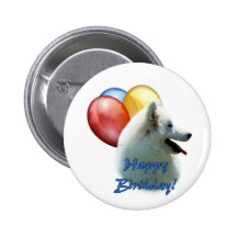 Eskie Happy Birthday Balloon Pinback Buttons