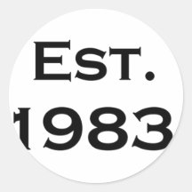 established 1983 round stickers