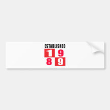 Established 1989 Birthday Designs Bumper Sticker