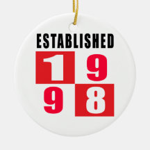Established 1998 Birthday Designs Christmas Ornament