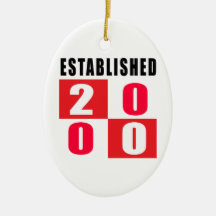 Established 2000 Birthday Designs Christmas Ornament