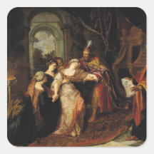 Esther before Ahasuerus, before 1697 Square Sticker