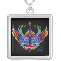 "Eternal Love" Rainbow Swallow Fae Tattoo Necklace