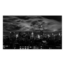 Ethereal Clouds: NYC Skyline, Empire State Bldg BW Business Card Template