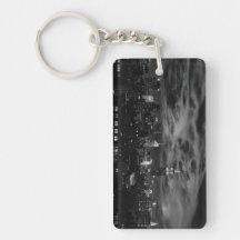 Ethereal Clouds: NYC Skyline, Empire State Bldg BW Key Chain