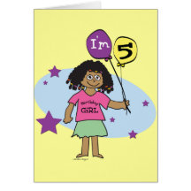 Ethnic Girls I'm 5 5th Birthday Greeting Card