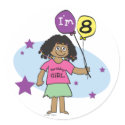 Ethnic Girls I'm 8 8th Birthday stickers